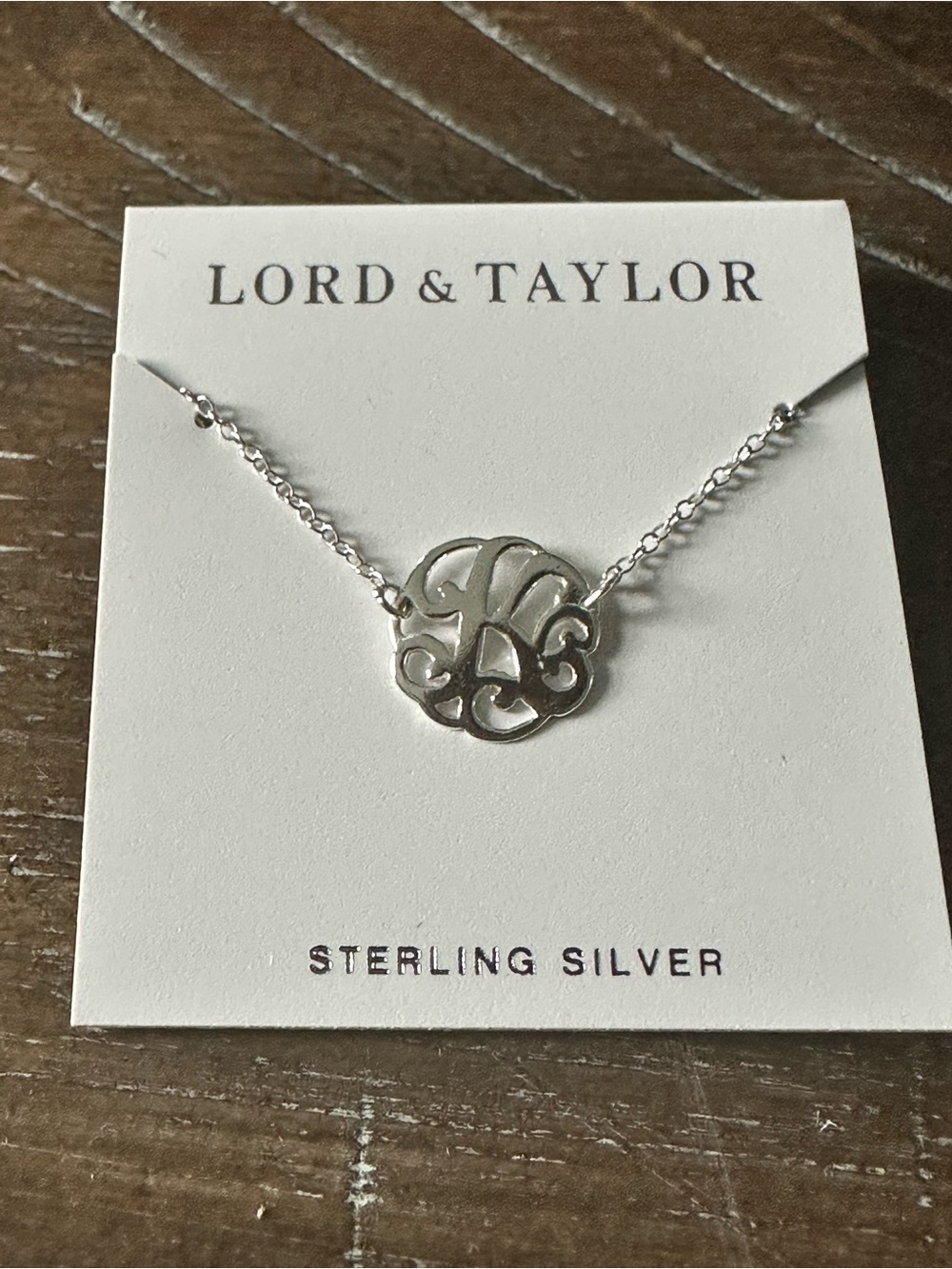 Lord & Taylor Sterling Silver Monogram “K” Pendant 18” Necklace